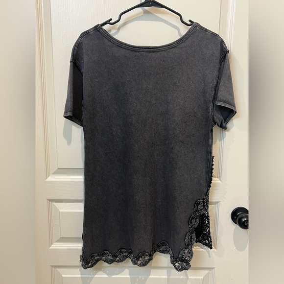 Free People Texas State Tour Distressed Graphic Lace Crochet Tee XS NWOT - Picture 3 of 5
